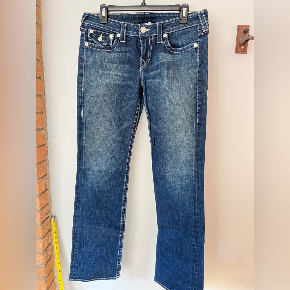 True Religion Women's Straight Leg Blue Jeans